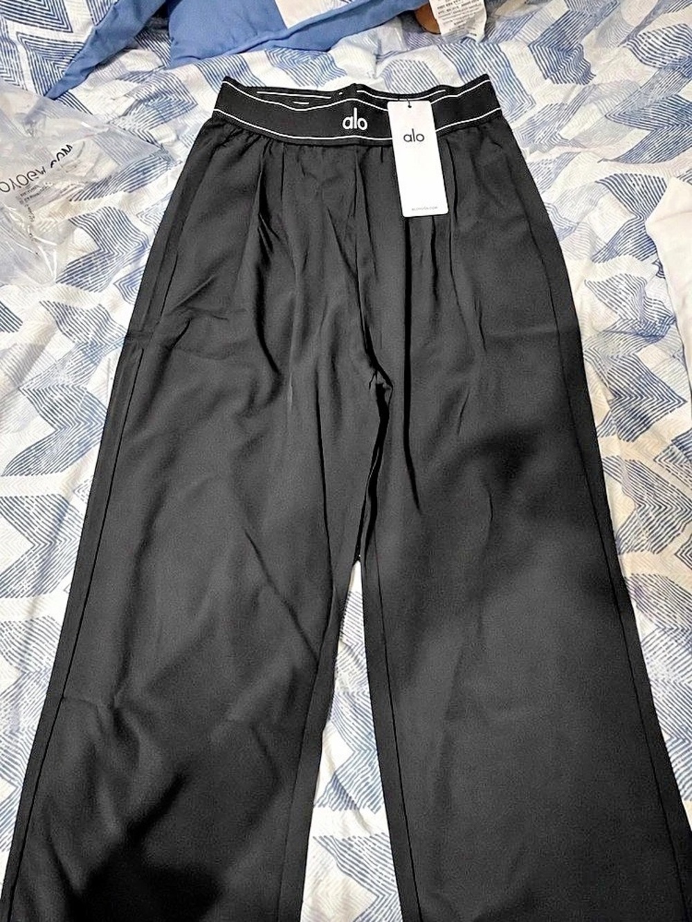 Alo Yoga Suit Up Trouser Black Wide Leg Pants